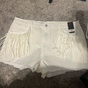 White Fringe Women Shorts